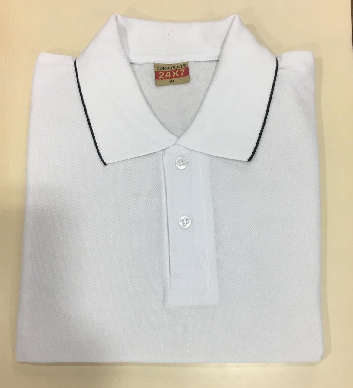 Corporate Polo neck T-Shirt (Tipping) - White