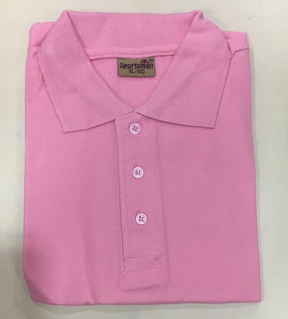 Sportsman Polo neck T-Shirt supplier - 230 Gsm - Pink