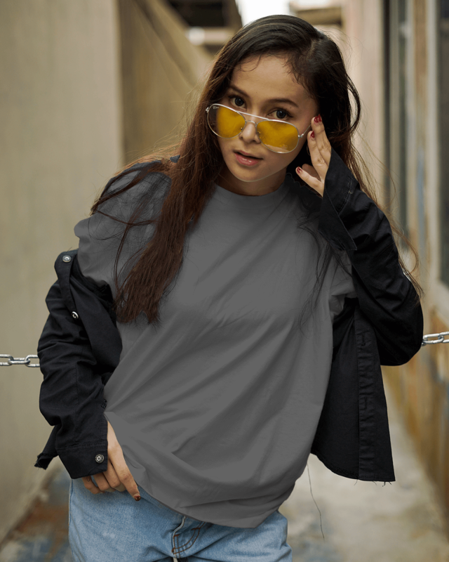 Women's Unisex Plain T-shirt -Grey