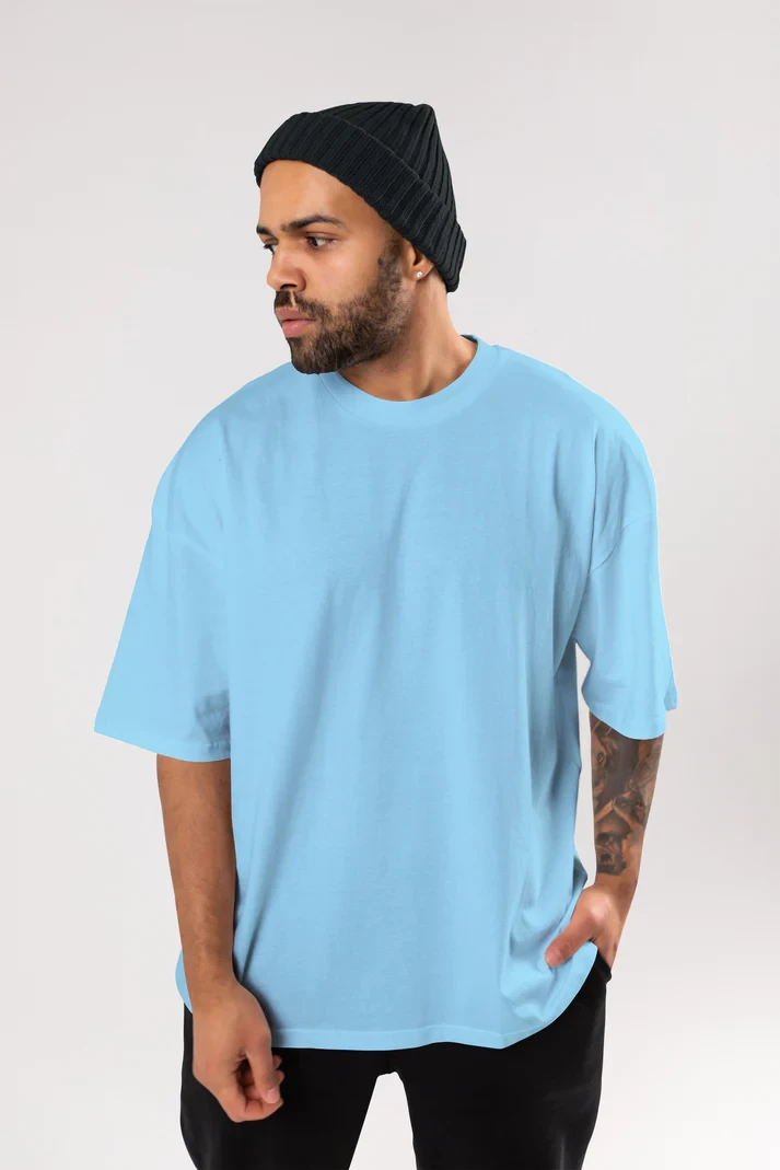 French Terry cotton Oversize T-Shirt Manufacturer - Mint Blue