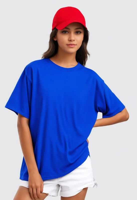 Women's cotton Oversize T-Shirt Manufacturer - Royal Blue