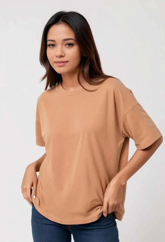 Women's cotton Oversize T-Shirt Manufacturer - Beige